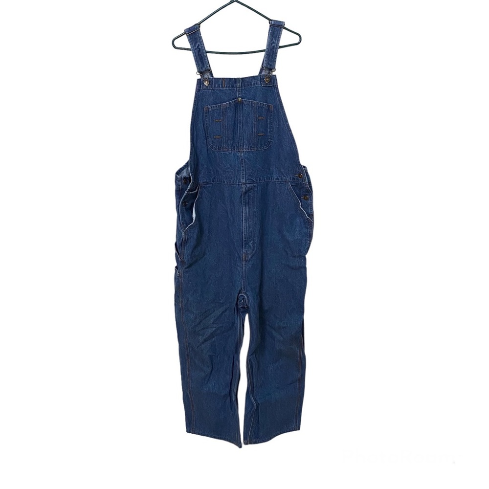 Lincoln Outfitters Men’s Denim Carpenters Overalls size 42 X 29 Indigo Blue bib